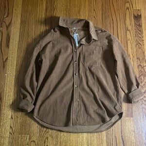 NWT QIXING Woman’s Brown Button Down Sweater Size M